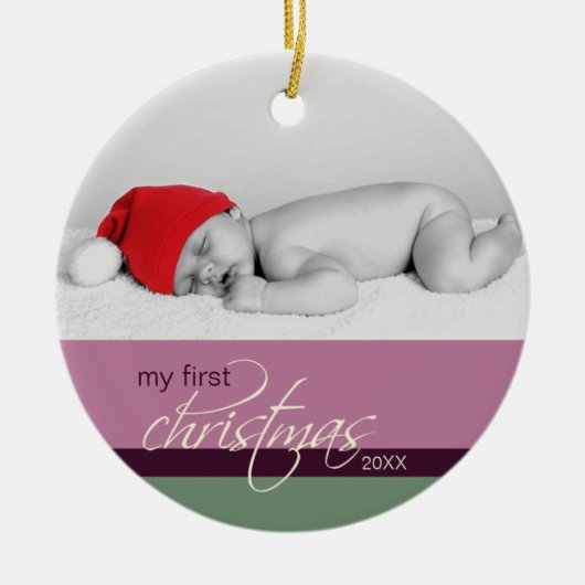 Aangepaste kerstversiering voor baby's (pruimen) keramisch ornament (Voorkant)