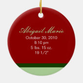 Aangepaste kerstversiering voor baby's (rood) keramisch ornament (Achterkant)