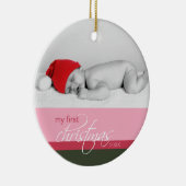 Aangepaste kerstversiering voor baby's (roze) keramisch ornament (Rechts)
