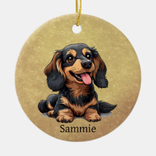 Aangepaste kerstversiering voor een mopsje teckel keramisch ornament
