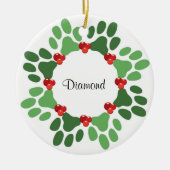 Aangepaste kerstversiering voor Paw Print Pet Keramisch Ornament (Voorkant)
