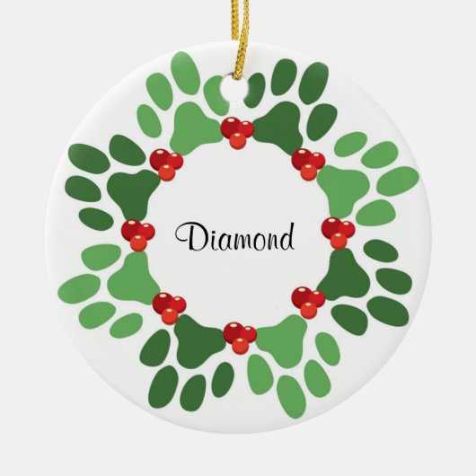Aangepaste kerstversiering voor Paw Print Pet Keramisch Ornament (Voorkant)