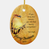 Aangepaste kerstWaterverf Cedar Waxing Keramisch Ornament (Voorkant)