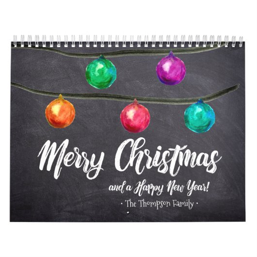 Aangepaste kerstWaterverf Maandelijkse foto's Kalender (Hoes)