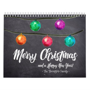 Aangepaste kerstWaterverf Maandelijkse foto's Kalender