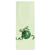 Aangepaste kerstwijntas met groene bal wijn cadeautas (Achterkant)