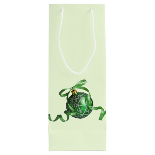 Aangepaste kerstwijntas met groene bal wijn cadeautas (Achterkant)