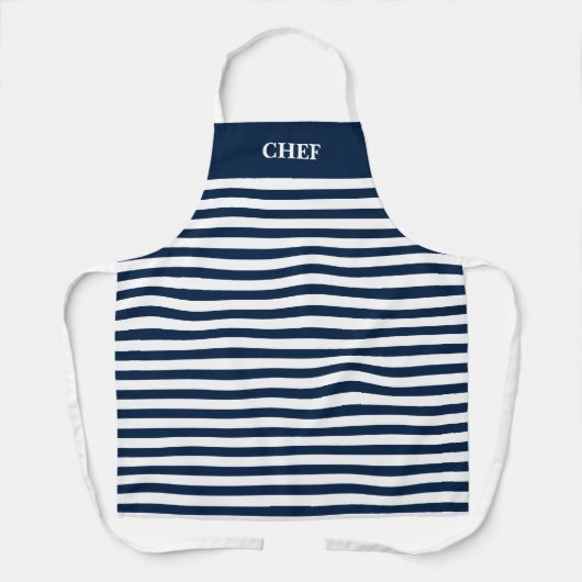 Aangepaste keuken met blauwe en witte streep schort (Voorkant)