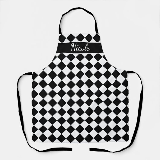 Aangepaste keuken met zwarte en witte ingedrukte p schort (Voorkant)