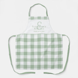 Aangepaste keuken Monogram Naam Gingham Check Groe Schort