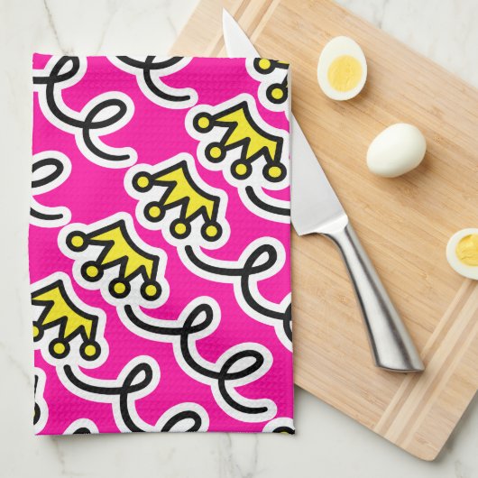 Aangepaste keukenhanddoek met prinseskroon (Quarter Fold)