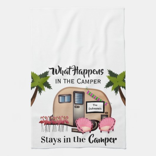 Aangepaste keukenhanddoek voor Camper/Flamingo (Verticaal)