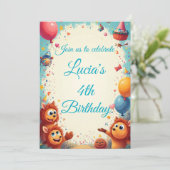 Aangepaste Kids Verjaardagsfeest Uitnodigen Kaart (Staand voorkant)