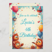 Aangepaste Kids Verjaardagsfeest Uitnodigen Kaart (Voorkant / Achterkant)