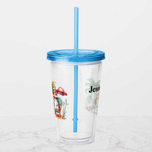 Aangepaste Kinder Beachcomber Cat Acryl Drinkbeker (Rechts)