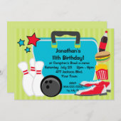 Aangepaste Kinder Bowling Party Kaart (Voorkant / Achterkant)