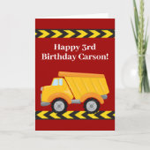 Aangepaste Kinder Dump Truck Red Boys Verjaardag Kaart (Voorkant)
