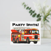 Aangepaste Kinder Fire Truck Party Uitnodigen Uitnodiging Briefkaart (Staand voorkant)