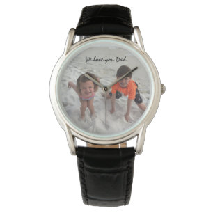 Aangepaste Kinder foto voor papa Black Horloge