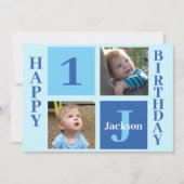 Aangepaste Kinder fotoCute Blue Happy Birthday Kaart (Voorkant)