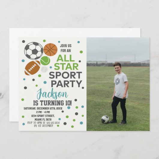 Aangepaste Kinder Game Day Party Kaart (Voorkant / Achterkant)