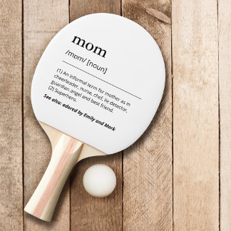 Aangepaste Kinder grappige Moeder definitie zwart- Tafeltennisbatje