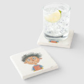 Aangepaste Kinder kersttekening Stenen Onderzetter (Zijkant)