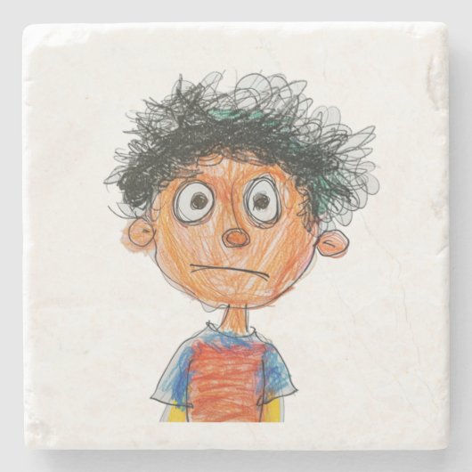 Aangepaste Kinder kersttekening Stenen Onderzetter (Voorkant)