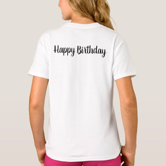 Aangepaste Kinder Meisje Basic Verjaardagswensen T T-shirt (Achterkant)