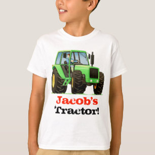 Aangepaste Kinder naam Big Green Boerderij Tractor T-shirt