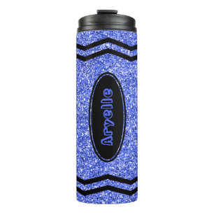 Aangepaste Kinder naam Blue Glitter Crayon Drink T Thermosbeker