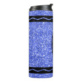 Aangepaste Kinder naam Blue Glitter Crayon Drink T Thermosbeker (Gedraaid links)