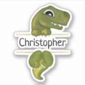 Aangepaste Kinder naam Cute Dinosaur Sticker (Voorkant)