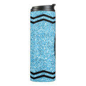 Aangepaste Kinder naam Sky Blue Glitter Crayon Tum Thermosbeker (Gedraaid links)