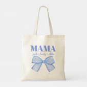 Aangepaste Kinder namen Blue Coquette Mama Moederd Tote Bag (Achterkant)