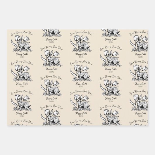 Aangepaste Kinder namen Sommige konijn houdt van j Inpakpapier Vel (Voorkant 2)