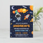 Aangepaste Kinder Outer Space Astronaut Verjaardag Kaart (Staand voorkant)