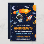 Aangepaste Kinder Outer Space Astronaut Verjaardag Kaart (Voorkant / Achterkant)