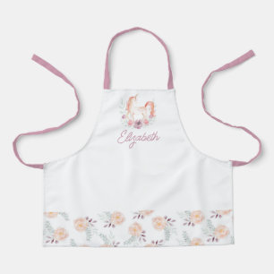 Aangepaste Kinder Paarse Bloemen Eenhoorn School S Schort
