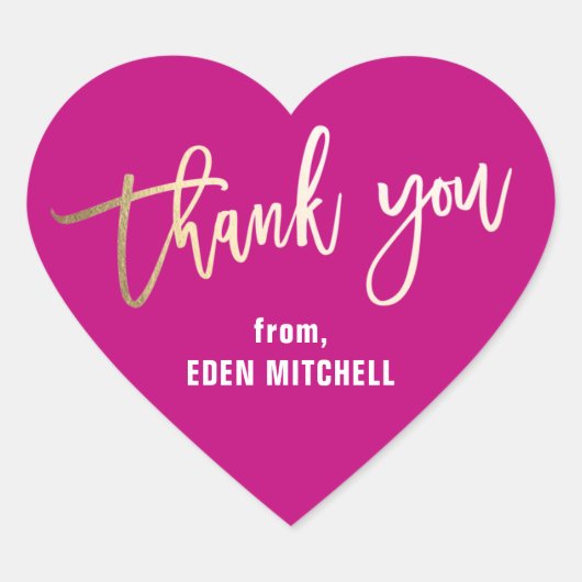 Aangepaste Kinder roze en goud Hart Sticker (Voorkant)