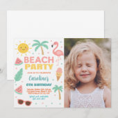 Aangepaste Kinder strand verjaardagsuitnodiging en Kaart (Voorkant / Achterkant)