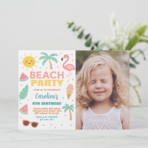 Aangepaste Kinder strand verjaardagsuitnodiging en Kaart
