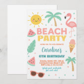 Aangepaste Kinder strand verjaardagsuitnodiging en Kaart (Voorkant / Achterkant)