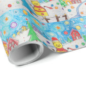 Aangepaste Kinder tekenkunst Cadeaupapier (Rol Hoek)