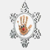 Aangepaste Kinderen Handafdruk Art Keepsake Tin Sneeuwvlok Ornament (Rechts)