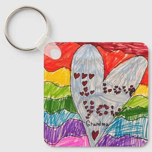 Aangepaste Kinderen Kunst en Foto Keepsake Gift Sleutelhanger (Voorkant)