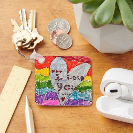 Aangepaste Kinderen Kunst en Foto Keepsake Gift Sleutelhanger (Bureau)