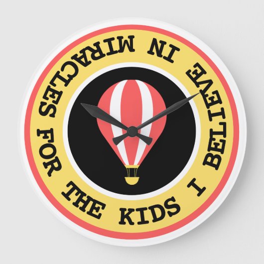 Aangepaste Kinderen Miracle Netwerk Naam Rood Geel Grote Klok (Voorkant)