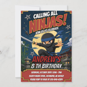 Aangepaste Kinderen Ninja Verjaardag Warrior Kaart