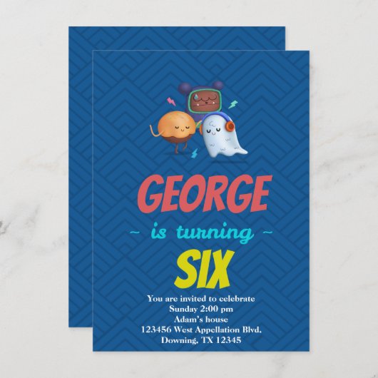 Aangepaste kindergeesten, monsters, cartoon uitnod kaart (Voorkant / Achterkant)